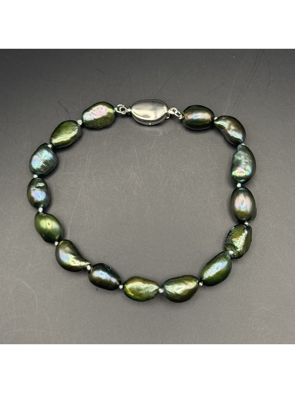 candy+clover elite sage olive green freshwater pearl bracelet
